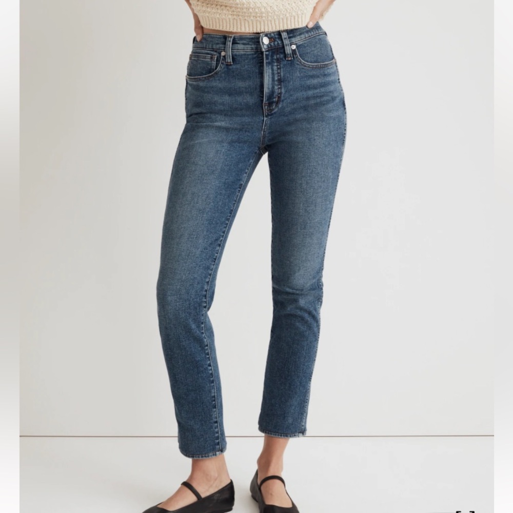 Madewell Stovepipe Blue Wash Denim Crop Length Jeans Size 28P